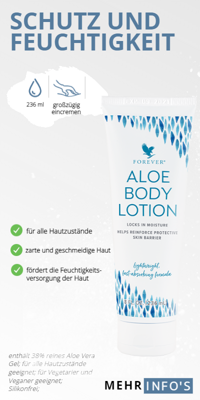 Aloe Body Lotion Schutz und Feuchtigkeit Werbung von Forever Living Products